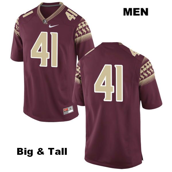 Men's NCAA Nike Florida State Seminoles #41 Michael Barulich College Big & Tall No Name Red Stitched Authentic Football Jersey PAW7669DT